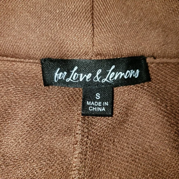 FOR LOVE & LEMONS Shannon Pants Camel Wide Leg Front Seam Knit Trousers Sz S - Picture 7 of 13